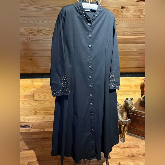 Vintage Western 100% Cotton Concho Embellished Duster Trench Jacket Dress Unisex - Picture 4 of 16